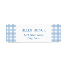 Blauw plaid eenvoudig retouradres label