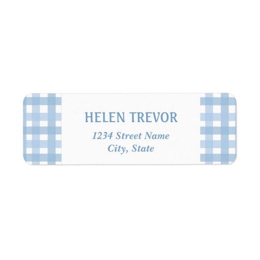 Blauw plaid eenvoudig retouradres label (Voorkant)