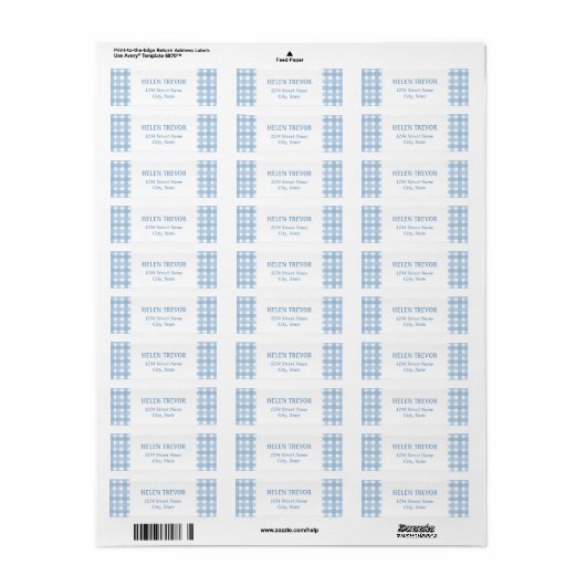 Blauw plaid eenvoudig retouradres label (Full Sheet)