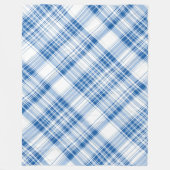 Blauw Plaid Gezellig Tartan Classic Geruit Patroon Fleece Deken (Voorkant)