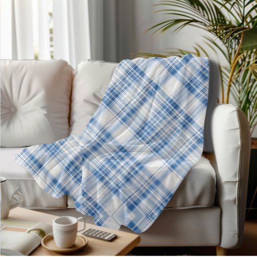 Blauw Plaid Gezellig Tartan Classic Geruit Patroon Fleece Deken