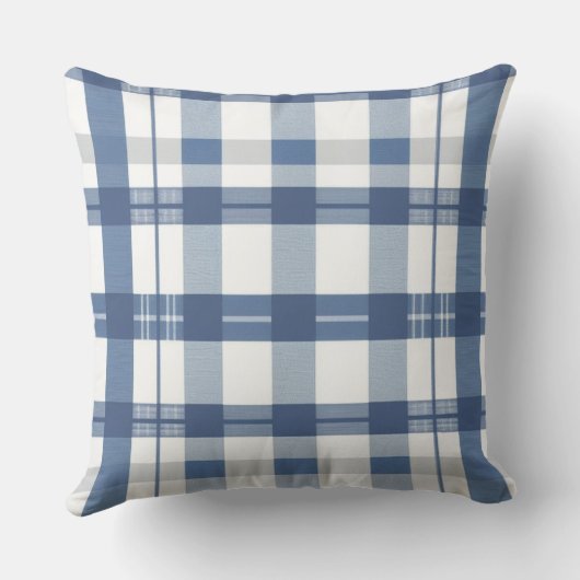 Blauw Plaid kussen (Achterkant)
