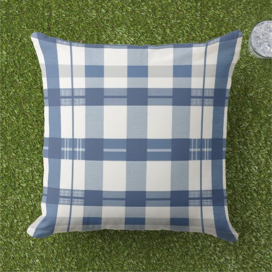 Blauw Plaid kussen (Gras)