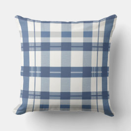 Blauw Plaid kussen