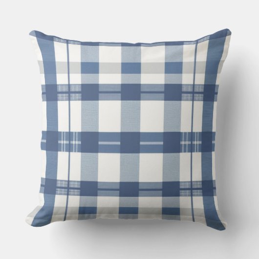 Blauw Plaid kussen (Voorkant)
