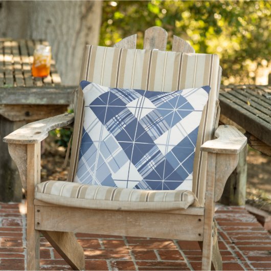 Blauw Plaid kussen (Stoel)