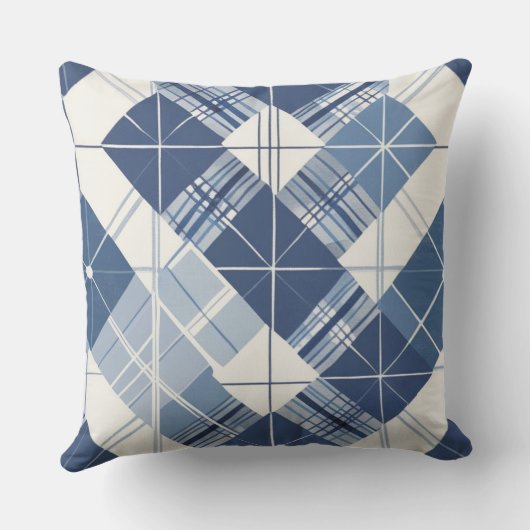 Blauw Plaid kussen (Achterkant)