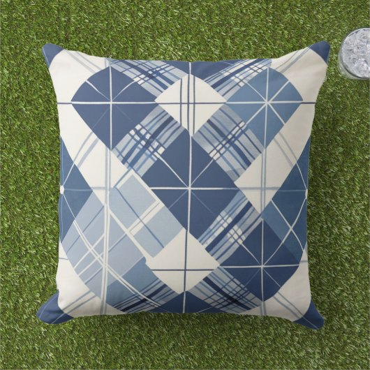 Blauw Plaid kussen (Gras)