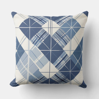 Blauw Plaid kussen