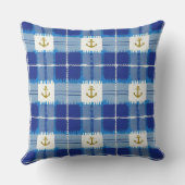 Blauw Plaid kussen (Achterkant)