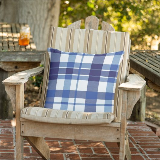 Blauw Plaid kussen (Stoel)