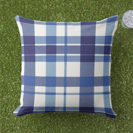 Blauw Plaid kussen (Gras)