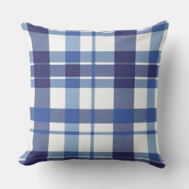 Blauw Plaid kussen
