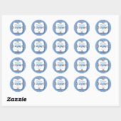 Blauw Plaid met Baby Beren | Baby Jongensdouche Ronde Sticker (Vel)
