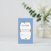 Blauw Plaid met Baby Beren Thema Boek Raffle Informatiekaartje (Staand voorkant)