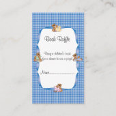Blauw Plaid met Baby Beren Thema Boek Raffle Informatiekaartje (Voorkant)