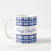 Blauw Plaid Vrolijk Kerstfeest Koffiemok (Links)