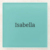 Blauw Plain Creatieve Moderne Naam Minimalist Glazen Onderzetter (Voorkant)