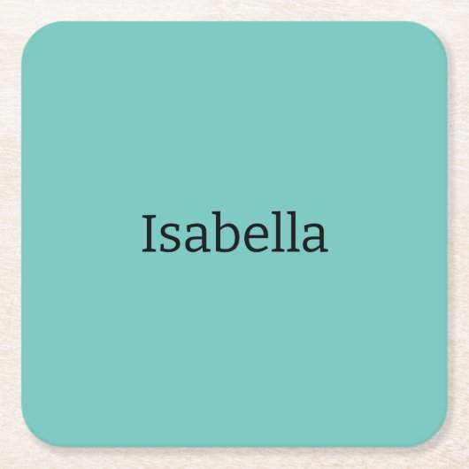 Blauw Plain Creatieve Moderne Naam Minimalist Kartonnen Onderzetters (Voorkant)