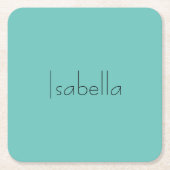 Blauw Plain Creatieve Moderne Naam Minimalist Kartonnen Onderzetters (Voorkant)