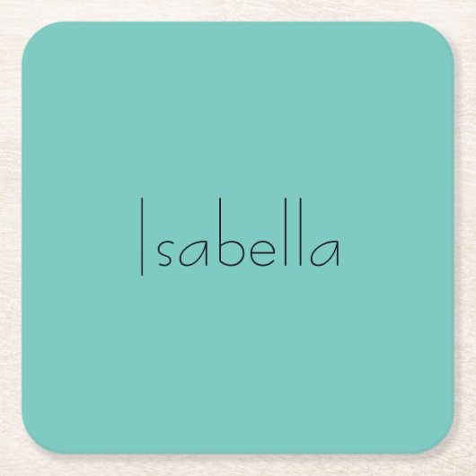 Blauw Plain Creatieve Moderne Naam Minimalist Kartonnen Onderzetters (Voorkant)