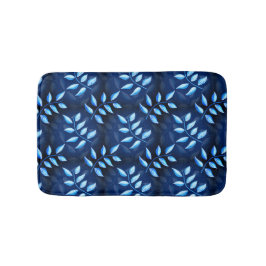 Blauw Plant Decoratief Donker Botanisch Patroon Badmat