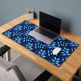 Blauw Plant Decoratief Donker Botanisch Patroon Bureaumat