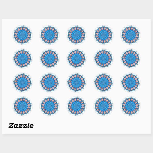Blauw plastic ronde sticker (Vel)