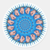 Blauw plastic ronde sticker (Voorkant)