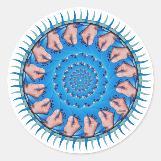 Blauw plastic ronde sticker (Voorkant)