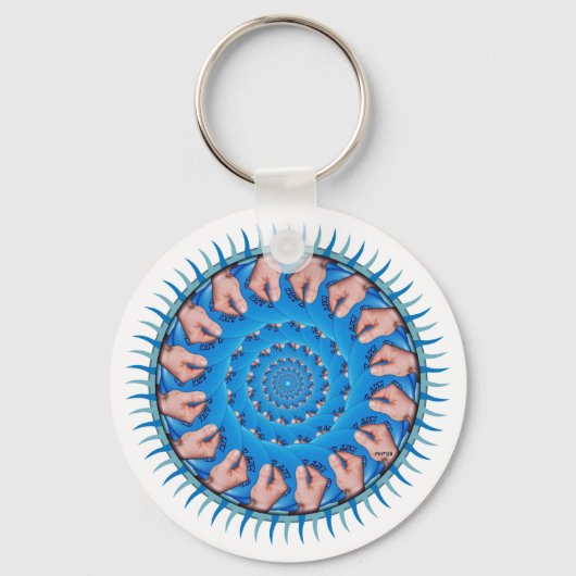 Blauw plastic sleutelhanger (Voorkant)