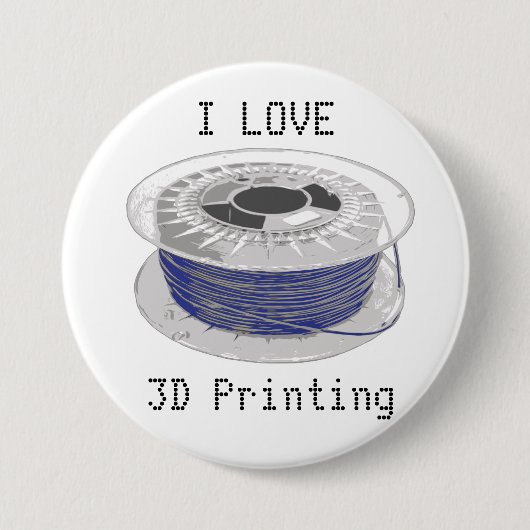 Blauw plastic spoel voor 3D-afdrukken met tekst Ronde Button 7,6 Cm (Voorkant)