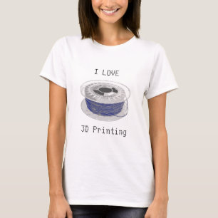 Blauw plastic spoel voor 3D-afdrukken met tekst T-shirt
