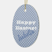   blauw poka dot Happy Pasen Keramisch Ornament (Links)