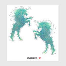 blauw poka Dot Unicorn Sticker