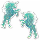 blauw poka Dot Unicorn Sticker (Voorkant)