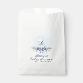 Blauw Polar Beer Cub Boy Hearts Winter Baby shower Bedankzakje
