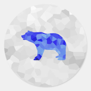 Blauw Polar Beer Geometrische Wintersneeuw Blizzar Ronde Sticker