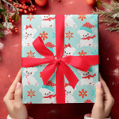 Blauw Polar Beer Vakantie Winterkerst Cadeaupapier