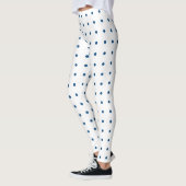 Blauw Polka Dot Patroon op Wit Leggings (Links)