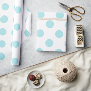 Blauw Polkadot Baby shower Cadeaupapier