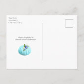 Blauw Pompoen Baby shower Bloemen uitnodigen Uitnodiging Briefkaart (Achterkant)