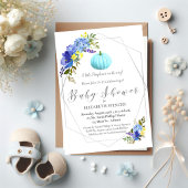 Blauw Pompoen Baby shower Bloemen uitnodigen Uitnodiging Briefkaart