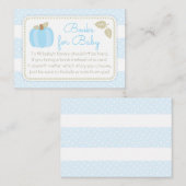 Blauw pompoen Baby shower Breng een boek Informatiekaartje (Voorkant / Achterkant)