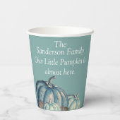 Blauw pompoen Baby shower gepersonaliseerd Papieren Bekers (Achterkant)