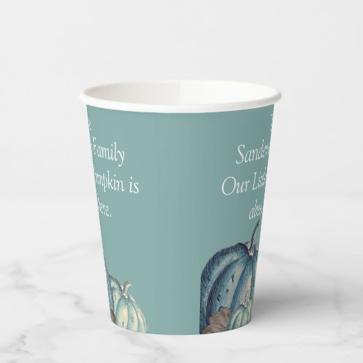Blauw pompoen Baby shower gepersonaliseerd Papieren Bekers (Links)