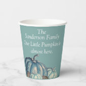Blauw pompoen Baby shower gepersonaliseerd Papieren Bekers (Voorkant)