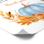 Blauw pompoen Baby shower Kaarten Cadeaubordje Poster (Hoek)