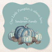 Blauw pompoen Baby shower Kartonnen Onderzetters (Voorkant)