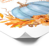 Blauw Pompoen Baby shower Luier Raffle Teken Poster (Hoek)